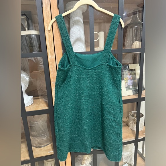 Abercrombie tweed shift mini dress pinafore jumper forest emerald pockets petite - Picture 3 of 9